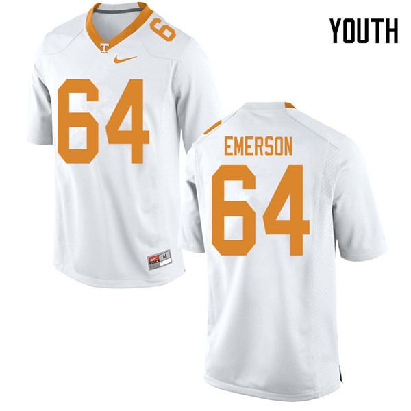 Youth #64 Greg Emerson Tennessee Volunteers College Football Jerseys Sale-White - Click Image to Close
